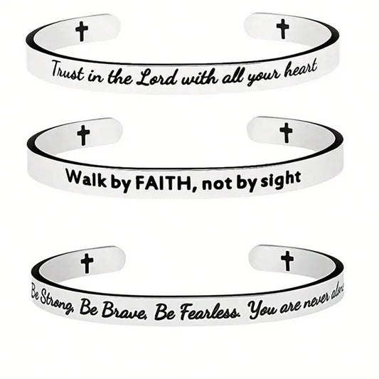 Christian Cross Scripture Cuff Bracelet