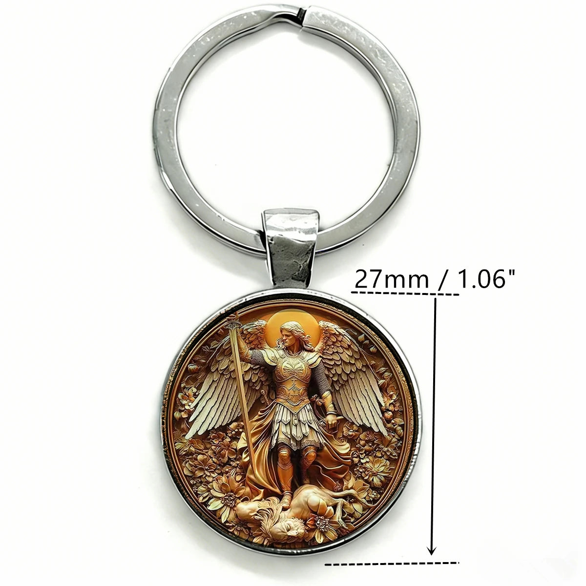 Saint Michael Archangel Keychain with Cross