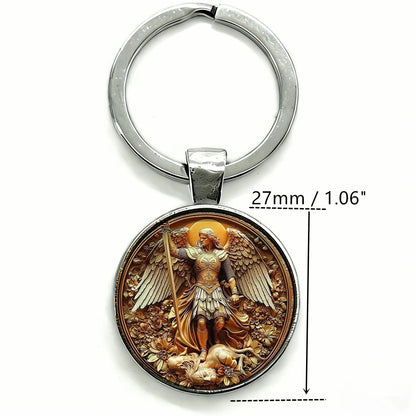 Saint Michael Archangel Keychain with Cross