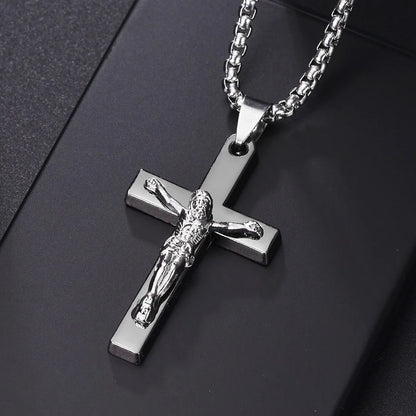 Halskette mit christlichem Kreuzanhänger aus Edelstahl