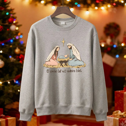 Christian Christmas Hoodie - Nativity Graphic Pullover