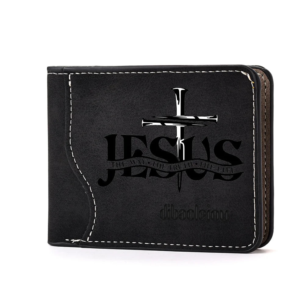 Christliches Portemonnaie – Jesus-Kreuz-Aufdruck & Kartenfächer