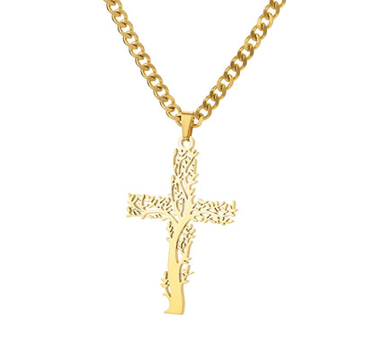 Stainless Steel Cross Necklace - Jesus Crucifix Pendant