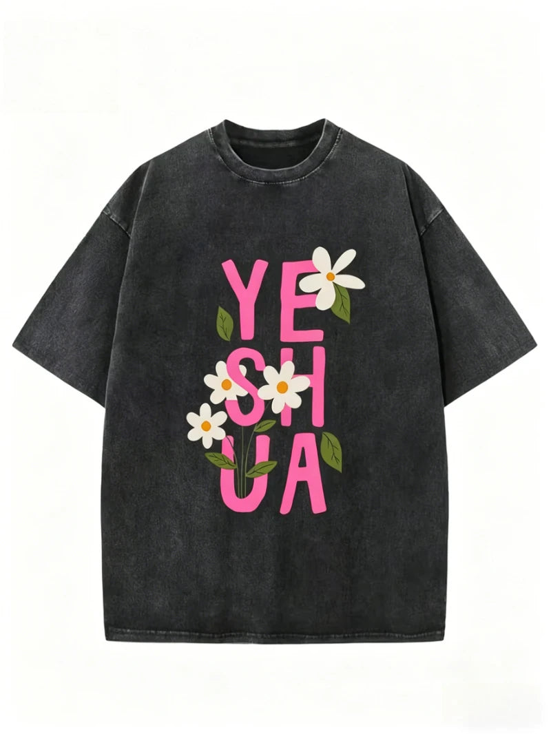 Camiseta Yeshua Floral Lavada
