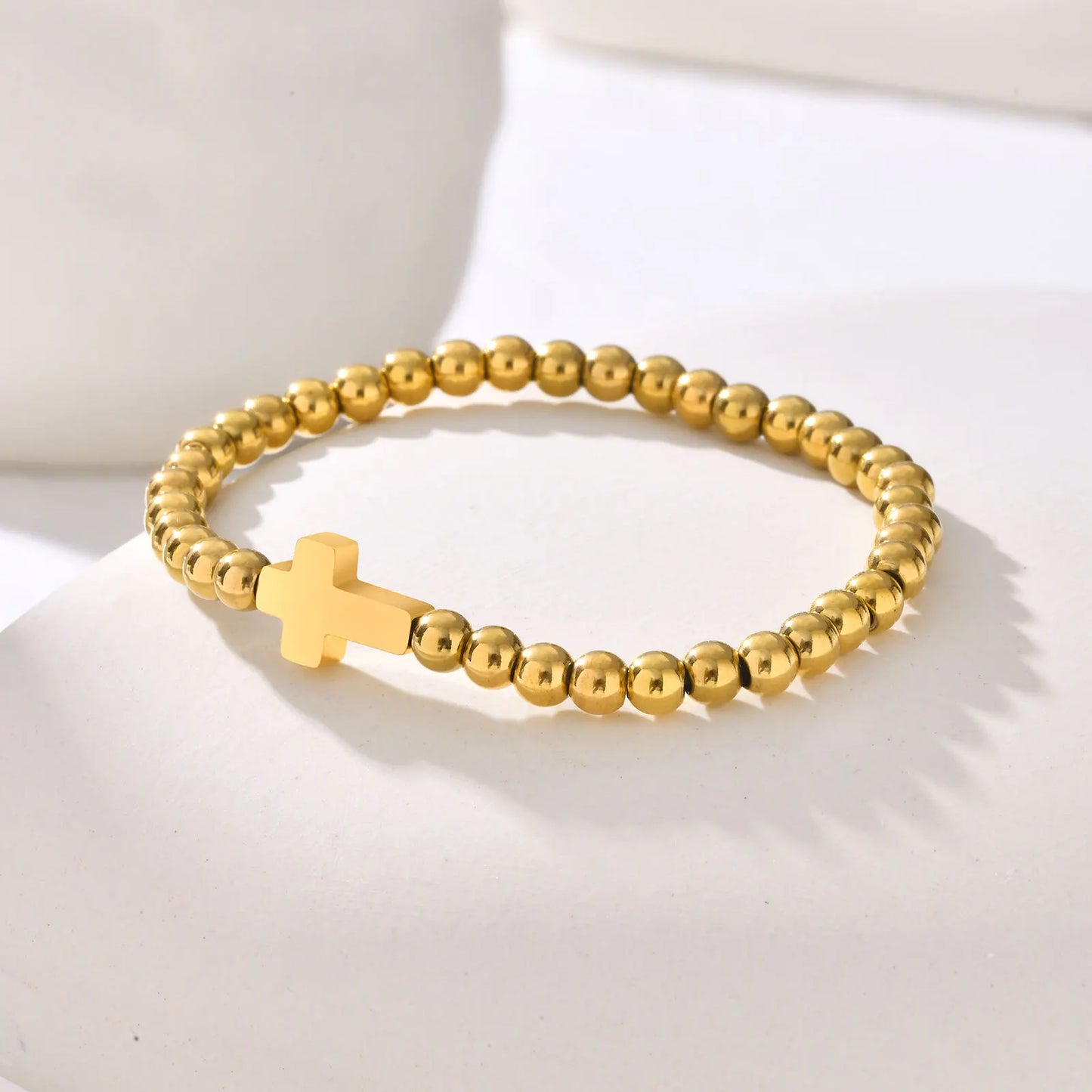 Elegant Beaded Cross Devotional Bracelet