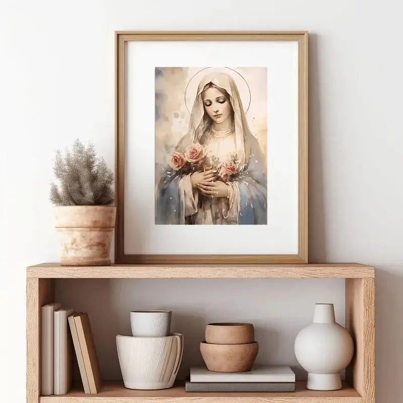 Vintage Virgin Mary Wall Art Poster 