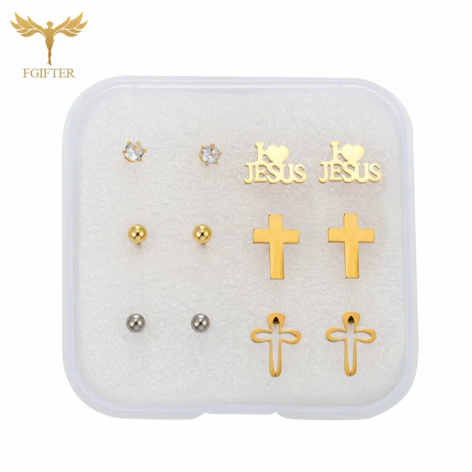 Multi-Piece Religious Stud Earring Set
