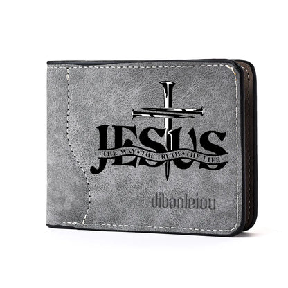Christliches Portemonnaie – Jesus-Kreuz-Aufdruck & Kartenfächer