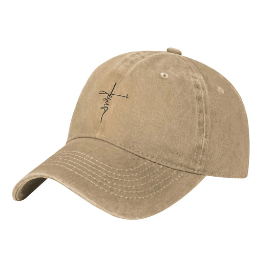 Faith Cross Script Distressed Cap