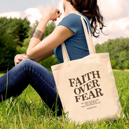 Faith Over Fear Scripture Tote Bag