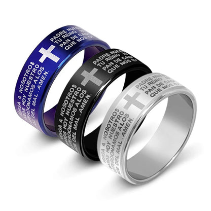Lord's Prayer Cross Band Ring