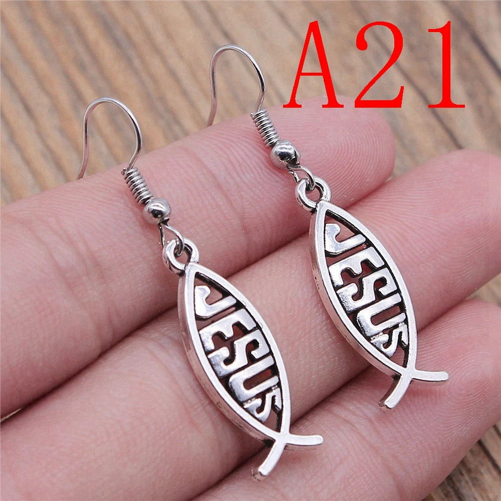 Multi-Style Christian Symbol Drop Earring