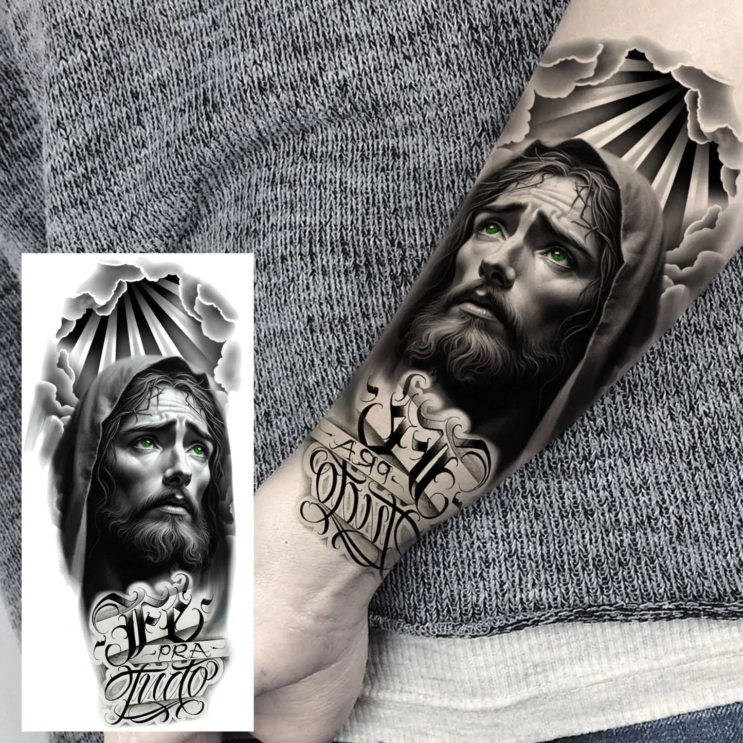 Jesus Fake Tattoo Sleeve Sticker 