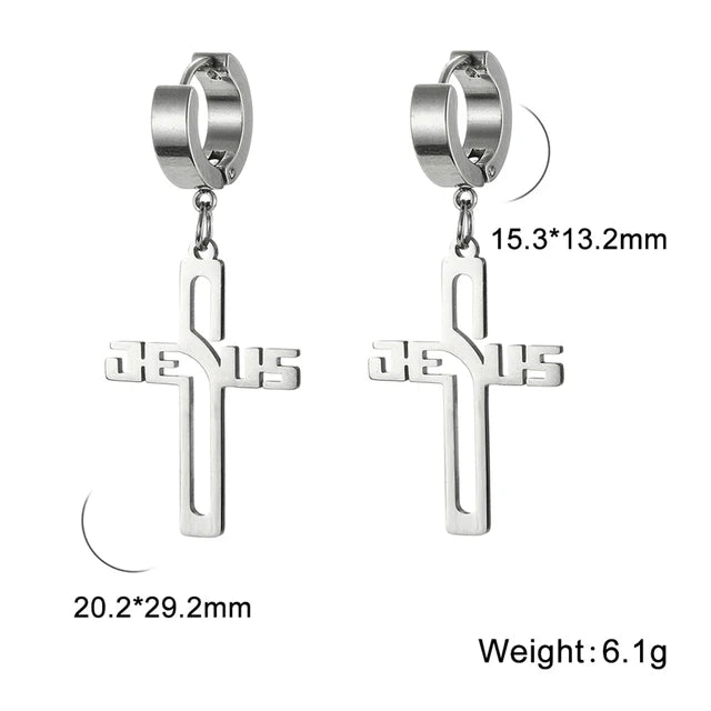 Jesus Name Cross Earrings