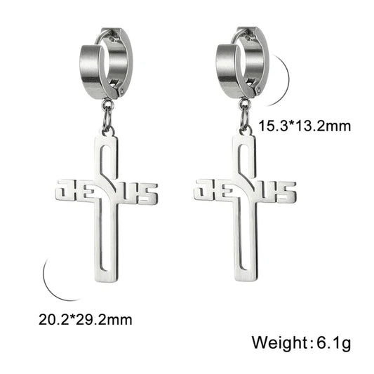 Jesus Name Cross Earrings