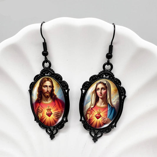 Immaculate Hearts Drop Earrings