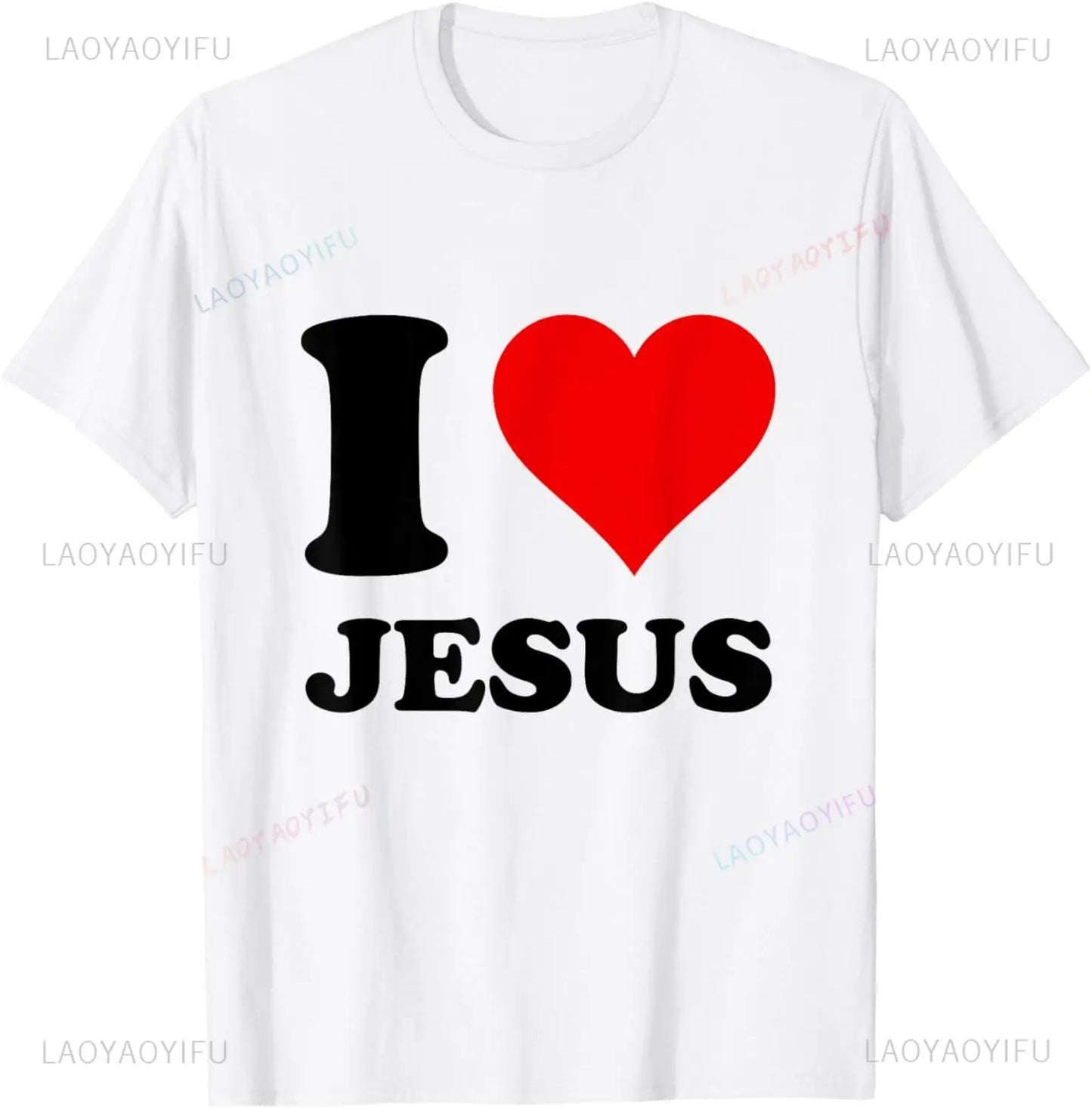 Camiseta de algodão Eu amo Jesus