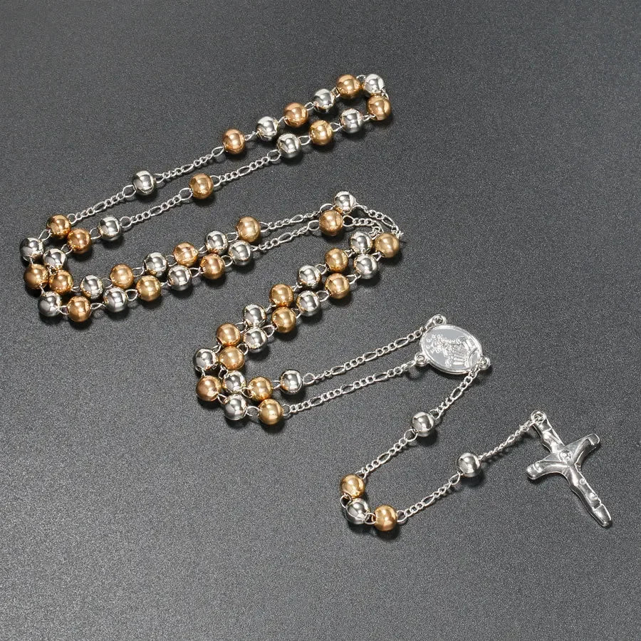 Christian Rosary Necklace with Crucifix Cross