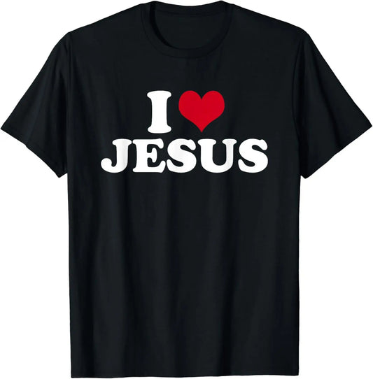 Camiseta de algodão Eu amo Jesus