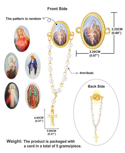 Broches religiosos inspirados en el rosario, set de 5