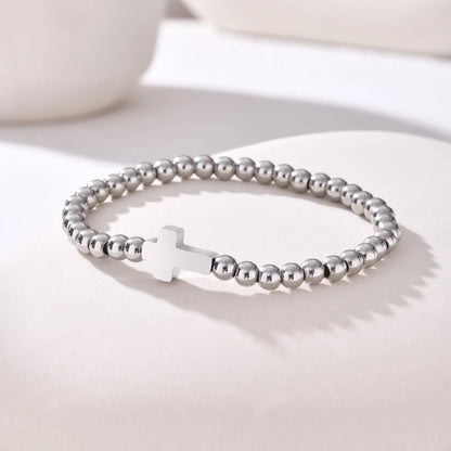 Elegant Beaded Cross Devotional Bracelet
