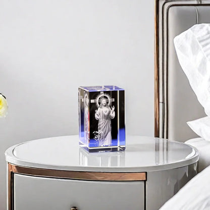 Jesus Crystal Cube Decor 
