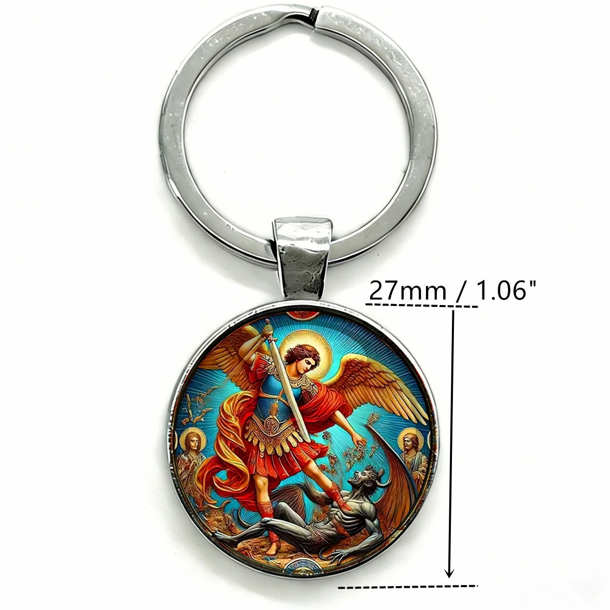 Saint Michael Archangel Keychain with Cross