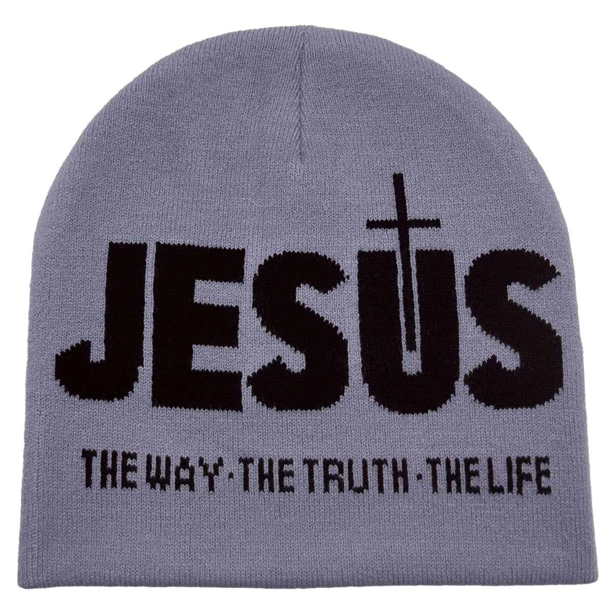 Gestrickte Jesus-Mütze mit glaubensinspiriertem Schriftzug