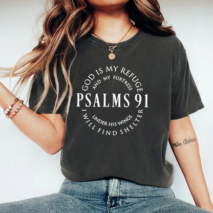 Deus é meu refúgio – Camiseta feminina Salmos 91