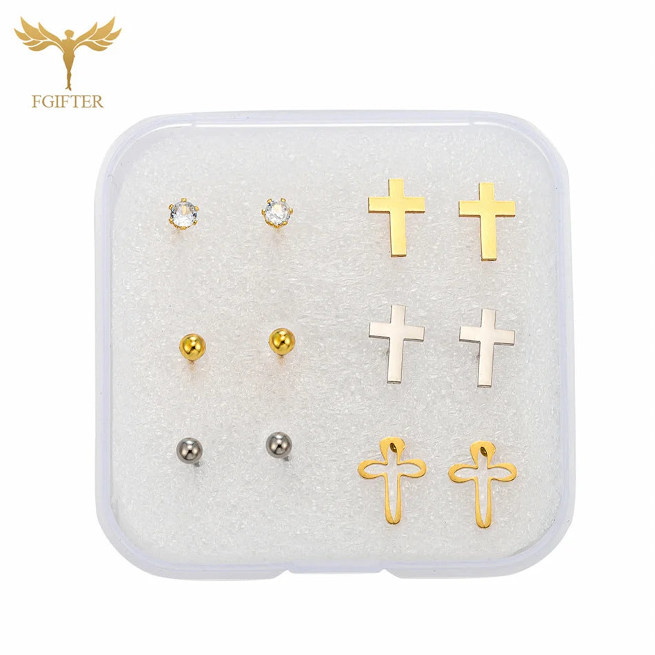 Multi-Piece Religious Stud Earring Set