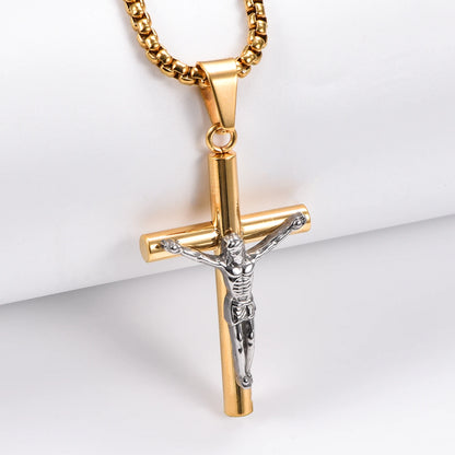 Stainless Steel Crucifix Necklace with 50 cm Chain