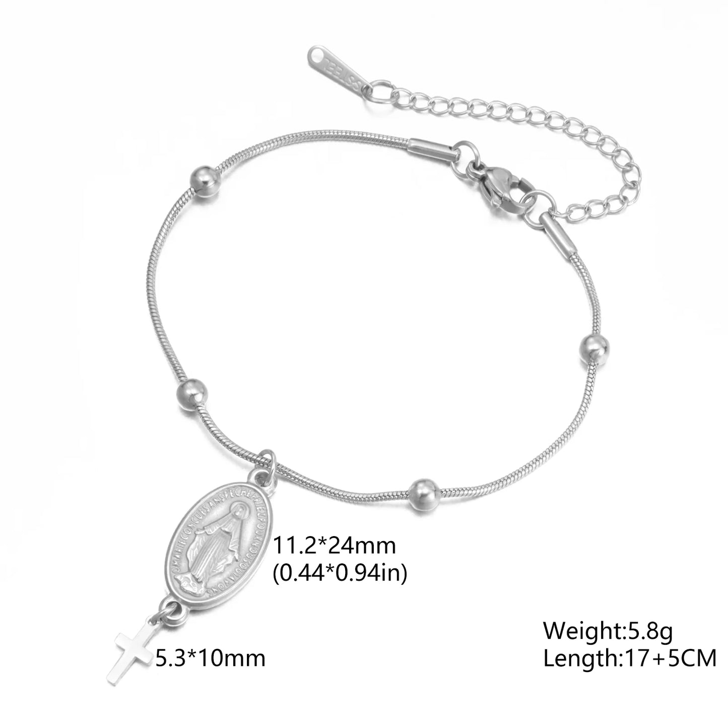 Miraculous Medal & Cross Bracelet