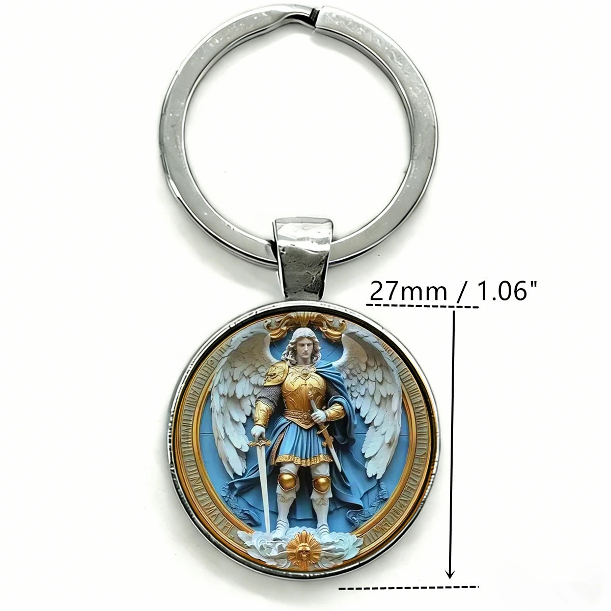 Saint Michael Archangel Keychain with Cross
