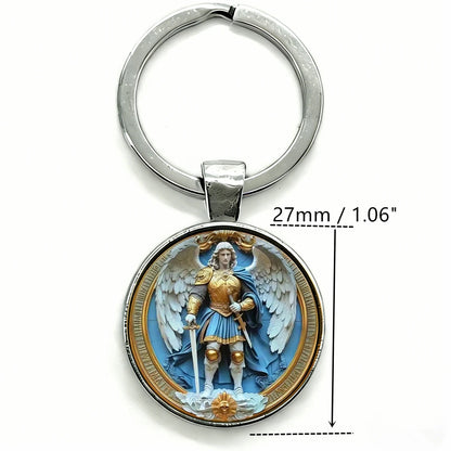 Saint Michael Archangel Keychain with Cross