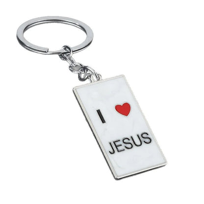 I ♥ JESUS" Metal Keyring