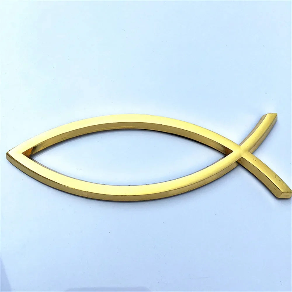 Emblema Cristão Cromado Peixe JESUS