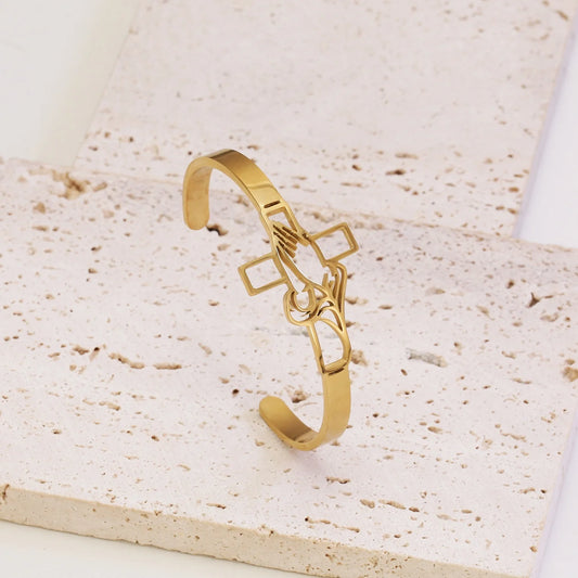 Praying Hands Cross Cuff Bracelet