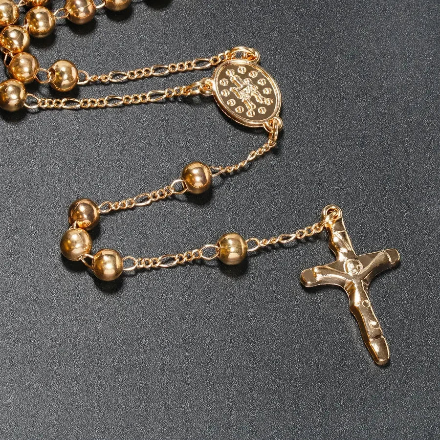 Christian Rosary Necklace with Crucifix Cross