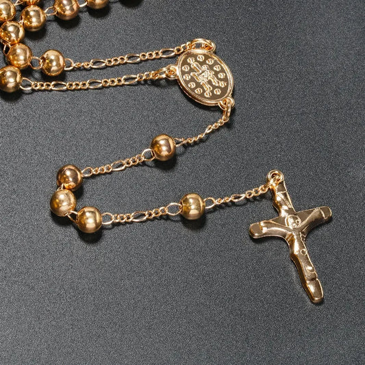 Christian Rosary Necklace with Crucifix Cross