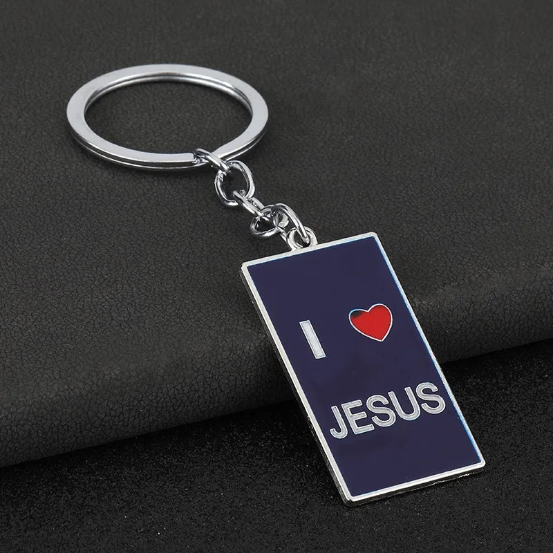 I ♥ JESUS" Metal Keyring