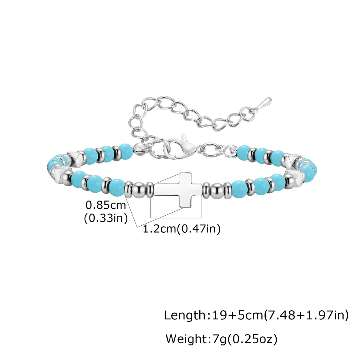 1. Trendiges Herrenarmband mit Natursteinperlen, Kette mit Boho-Kreuzanhängern, Schmuckgeschenk für Ehemann, Vater oder Sohn