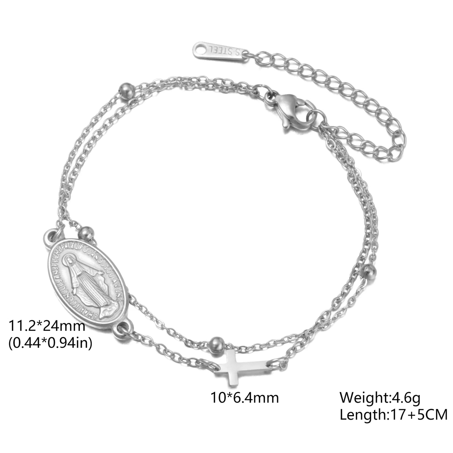 Miraculous Medal & Cross Bracelet