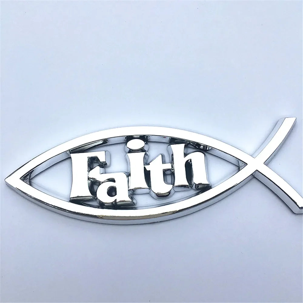 Emblema Cristão Cromado Peixe JESUS