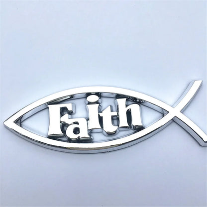 Emblema Cristão Cromado Peixe JESUS