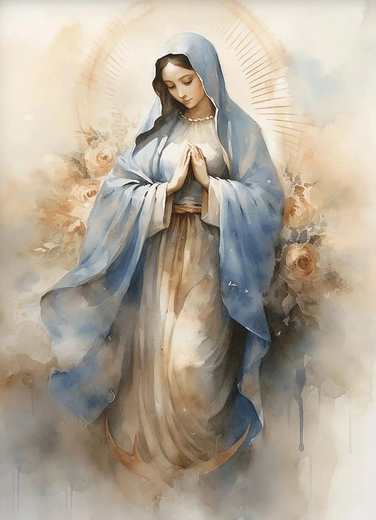Vintage Virgin Mary Wall Art Poster 