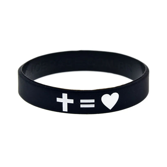 Pulseira de silicone Jesus Cross Faith e Love
