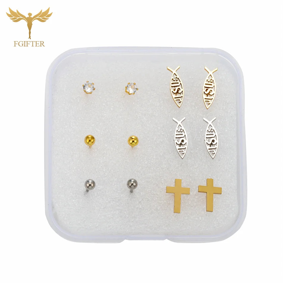 Multi-Piece Religious Stud Earring Set