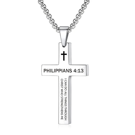 Philippians 4:13 Cross Necklace 