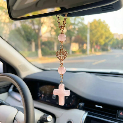 Christian Crystal Cross Car Mirror Pendant