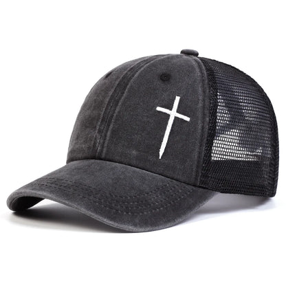 Distressed Cross Trucker Cap